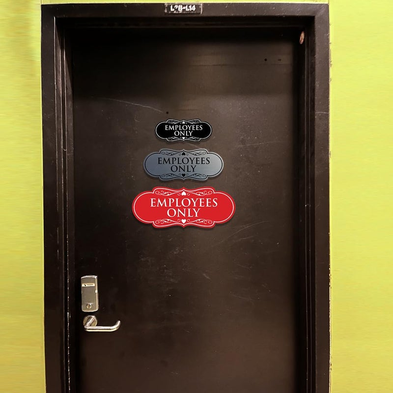 All Quality Designer EMPLOYEES ONLY Sign | Easy Installation | Office or Business Signs | Workplace Safety - Silver - Large (1 Pack) - Image 2